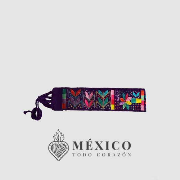 Mexican Folkloric belt day of the dead 5 de Mayo colorfull purple - Picture 2 of 4